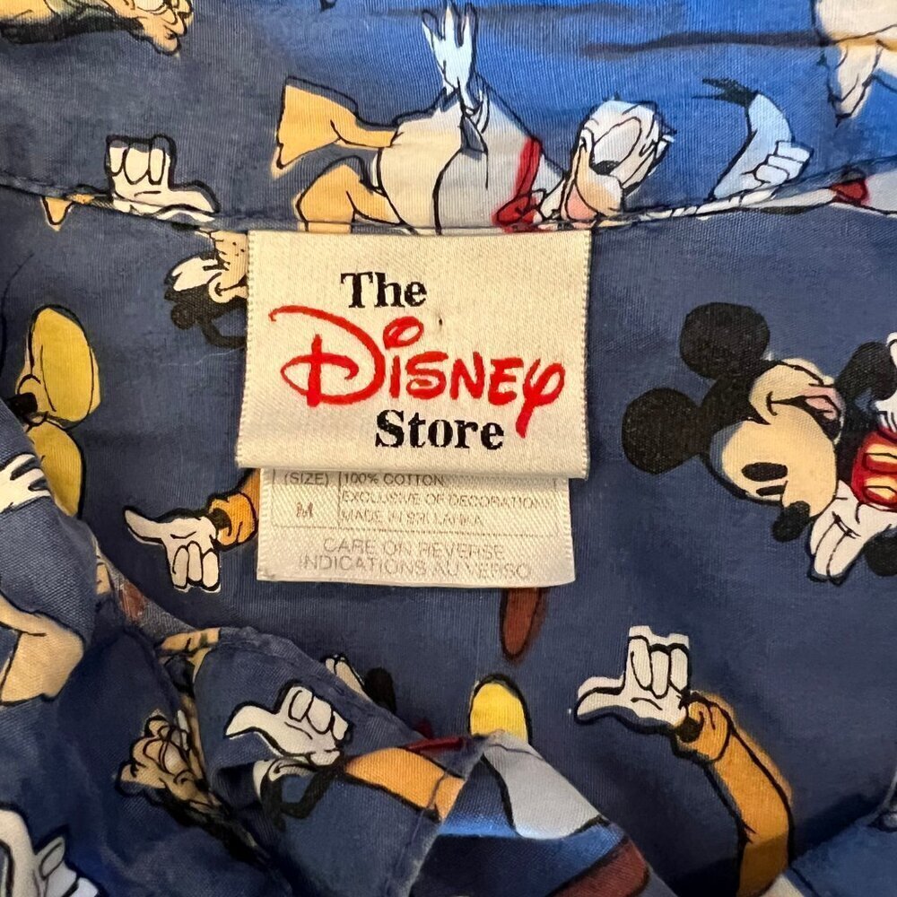 The Disney Store Vintage Blue Short Sleeve Button Down Shirt, Size Medium - Picture 6 of 10